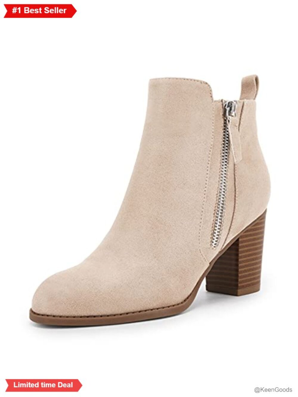 Chunky Block Heel Pointed Toe Suede Ankle Boots Side Zip Fall Booties